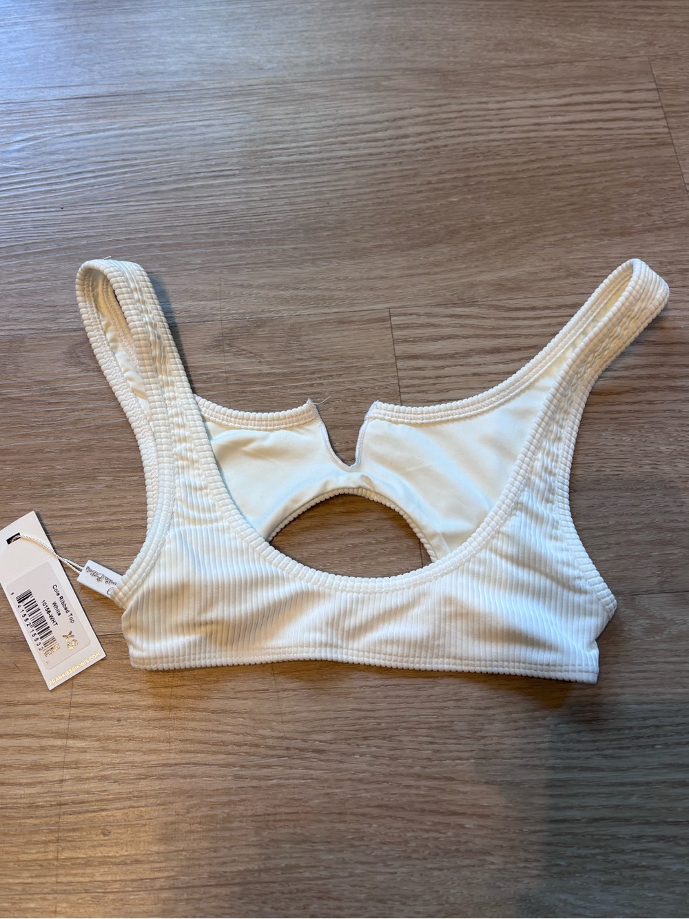 NWT Frankie’s Bikinis Women’s XS Cole Swim Top in White Beach Summer - Picture 5 of 7